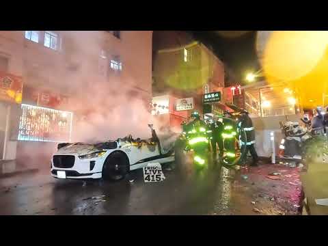 Raw Footage: Waymo vehicle torched in Chinatown San Francisco