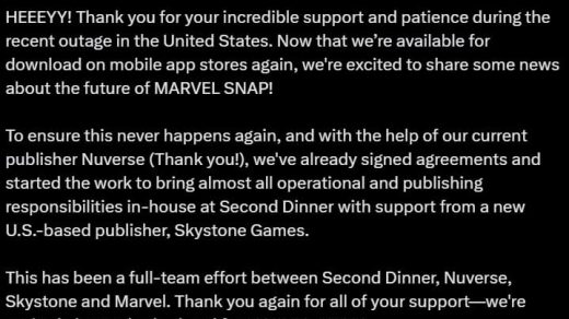 Marvel Snap confirms new publisher after going dark during TikTok outage